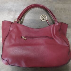 B.Lush Shoulder Hand Bag Burgundy 16"X10 Faux Leather